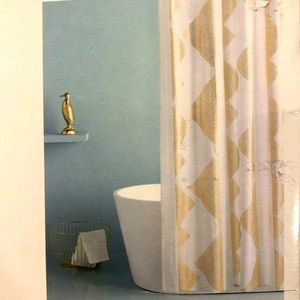 Room Essentials shower curtain white gold print